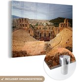 MuchoWow® Glasschilderij 90x60 cm - Schilderij acrylglas - Athene - Griekenland - Amfitheater - Foto op glas - Schilderijen