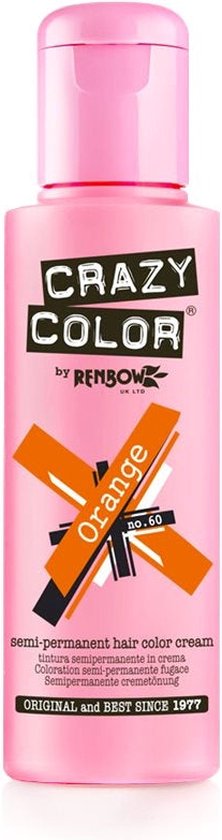 Roze fles Crazy Color semi-permanente haarkleuring in de kleur "Orange", nummer 60.