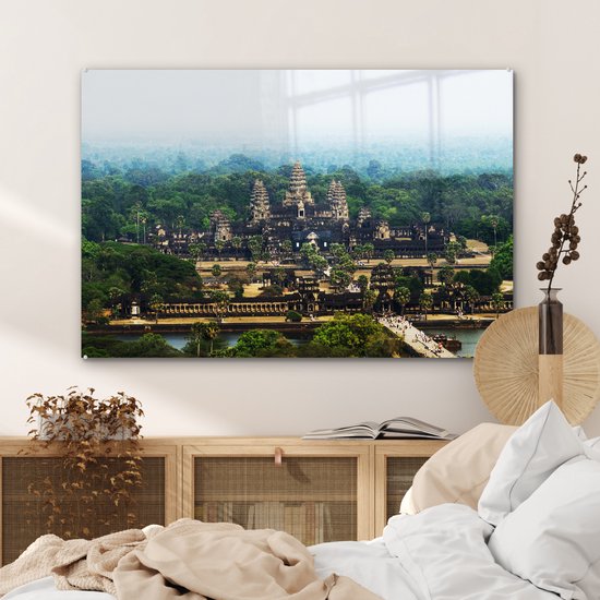 Vue aérienne du temple d'Angkor Wat au Cambodge Plexiglas 90x60 cm - Tirage photo sur verre (décoration murale plexiglas)