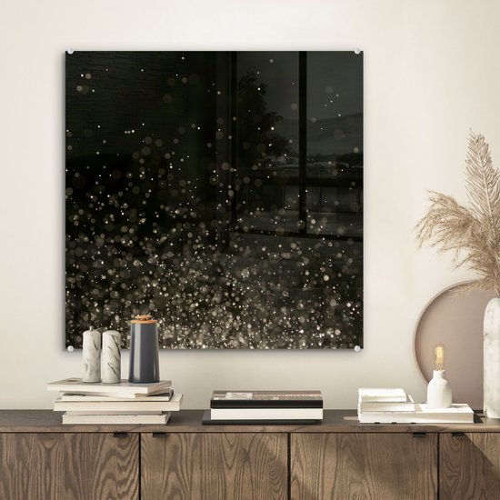 MuchoWow® Peinture sur Verre - Paillettes sur Fond Noir - 50x50 cm - Peintures sur Verre Acrylique - Photo sur Glas