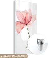 MuchoWow® Glasschilderij 60x120 cm - Schilderij acrylglas - Bloemen - Waterverf - Roze - Foto op glas - Schilderijen