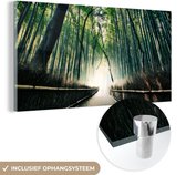 MuchoWow® Glasschilderij 160x80 cm - Schilderij acrylglas - Bamboebos in Arashiyama in Japan - Foto op glas - Schilderijen