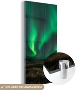 MuchoWow® Glasschilderij 40x80 cm - Schilderij acrylglas - Noorderlicht - Natuur - IJsland - Foto op glas - Schilderijen