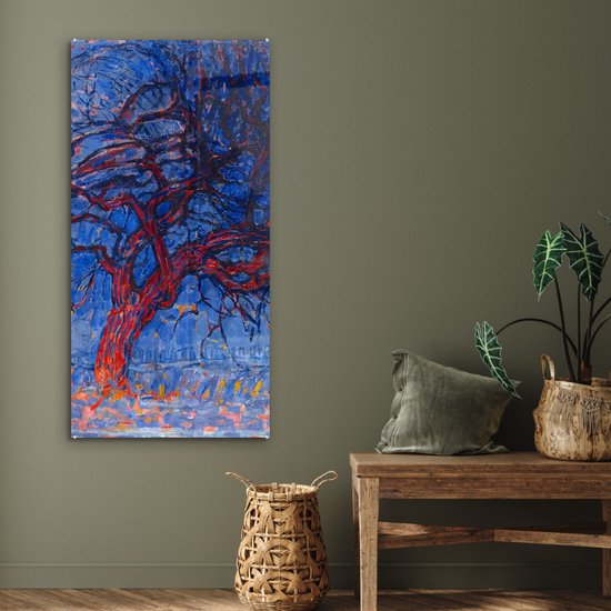 MuchoWow® Peinture sur Verre - Arbre Rouge - Piet Mondrian - 60x120 cm - Peintures sur Verre Peintures - Photo sur Glas