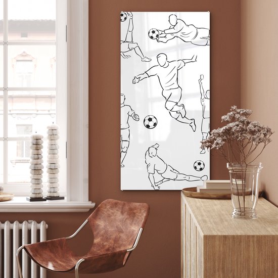 ® Glasschilderij 60x120 cm - Schilderij acrylglas - Een illustratie van spelers in verschillende posities - Jongetje - Meisje - Kinderen - Foto op glas - Muurdecoratie woonkamer - Wanddecoratie slaapkamer - Schilderijen