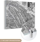 Plan historique de la ville d' Amsterdam en plexiglas noir et blanc - Plan d'étage 160x120 cm - Tirage photo sur Glas (décoration murale plexiglas) XXL / Groot format!