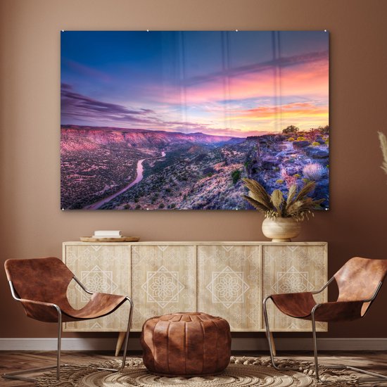 MuchoWow® Peinture sur Verre - Lever de Soleil sur Paysage au New Mexico - 150x100 cm - Peintures sur Verre Acrylique - Photo sur Glas
