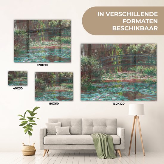 MuchoWow® Peinture sur verre 120x90 cm - Peinture sur verre acrylique - Étang aux Water - Peinture de Claude Monet - Photo sur verre - Peintures