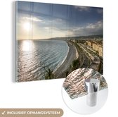 MuchoWow® Glasschilderij - Middellandse zee - Kust - Nice - 120x80 cm - Acrylglas Schilderijen - Foto op Glas
