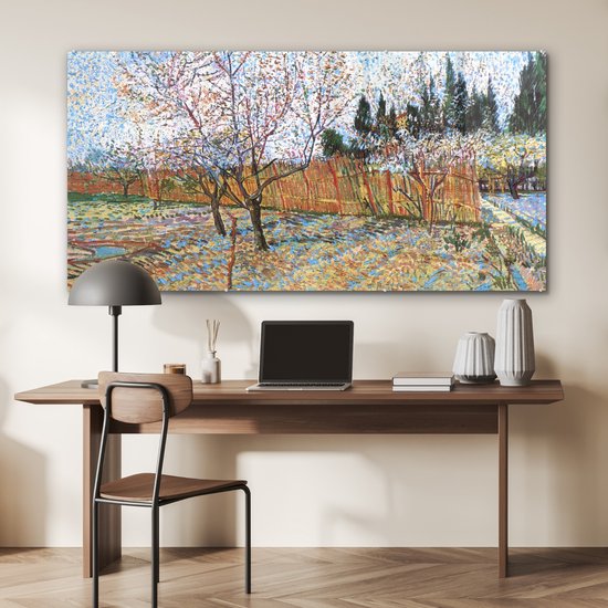 MuchoWow® Peinture sur Verre - Pêcher en Fleurs - Vincent van Gogh - 160x80 cm - Peintures sur Verre Acrylique - Photo sur Glas