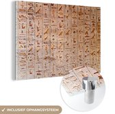 MuchoWow® Glasschilderij 90x60 cm - Schilderij acrylglas - Hiërogliefen in Egypte - Foto op glas - Schilderijen