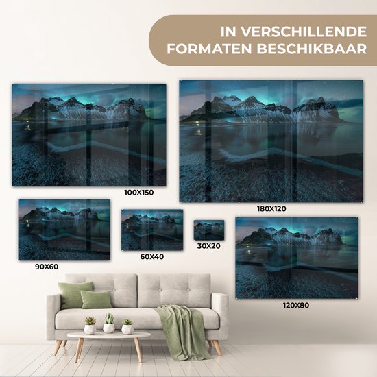 MuchoWow® Peinture sur Verre - Aurores Boréales à Aurore - 90x60 cm - Peintures sur Verre Acrylique - Photo sur Glas
