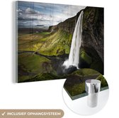 Seljalandsfoss Waterfall Glas 90x60 cm - Tirage photo sur Glas (décoration murale en plexiglas)