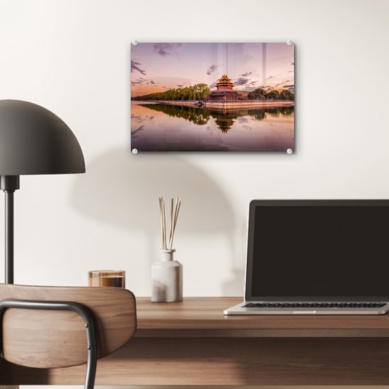 Cité interdite en Chine près de l'eau Plexiglas 30x20 cm - petit - Tirage photo sur Glas (décoration murale en plexiglas)