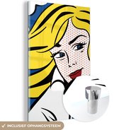 MuchoWow® Peinture sur Verre - Pop Art Femme Regardant de Côté - 60x90 cm - Peintures sur Verre Acrylique - Photo sur Glas