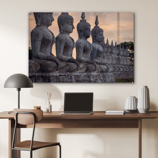 MuchoWow® Peinture sur Verre - Images de Bouddha en Thaïlande - 120x80 cm - Peintures sur Verre Acrylique - Photo sur Glas
