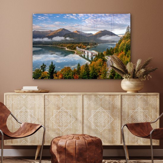 Peinture sur Verre - Alpes - Pont - Forêt - 90x60 cm - Peintures Acryliques - Photo sur Glas