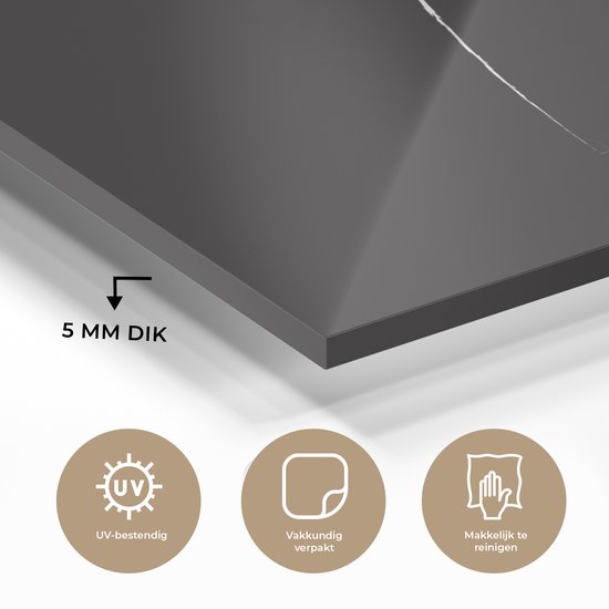 Peinture sur verre MuchoWow® 90x60 cm - Peinture acrylique sur verre - Bloem - Zwart - Wit - Line art - Photo sur verre - Peintures