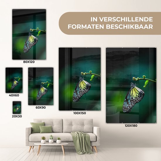 Peinture sur Verre - Papillon sur une Branche Fine - 40x60 cm - Peintures sur Verre Peintures - Photo sur Glas