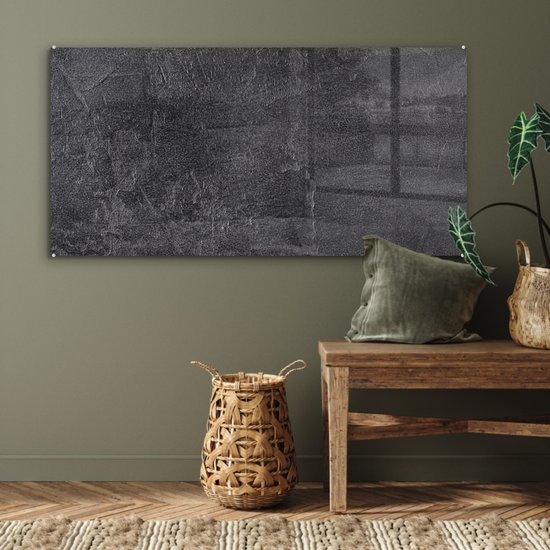MuchoWow® Peinture sur verre 120x60 cm - Peinture acrylique sur verre - Ardoise - Béton - Natuursteen - Grijs - Industriel - Photo sur verre - Peintures