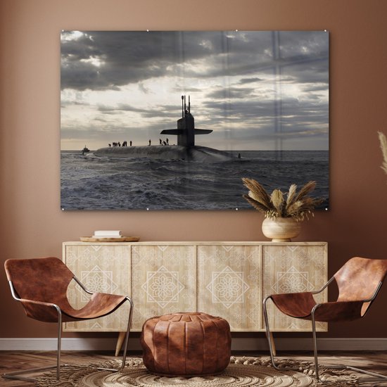 MuchoWow® Peinture sur verre 180x120 cm - Peinture sur verre acrylique - Amérique - Zwart - Wit - Sous-marin - Photo sur verre - Peintures