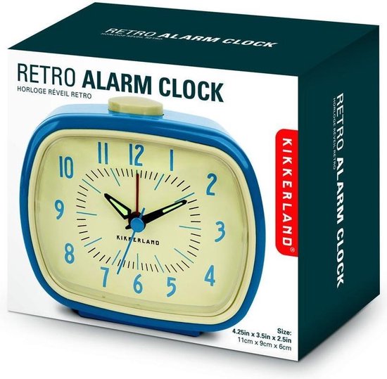 Kikkerland Retro Wekker Kunststof Blauw