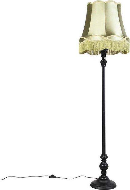 QAZQA classico - Klassieke Vloerlamp | Staande Lamp met kap - 1 lichts - H 1660 mm - Groen - Woonkamer | Slaapkamer | Keuken