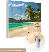 MuchoWow® Glasschilderij 90x90 cm - Schilderij acrylglas - Tropisch - Eiland - Strand - Foto op glas - Schilderijen