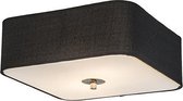 QAZQA drum jute - Moderne Plafondlamp met kap - 2 lichts - L 300 mm - Zwart -  Woonkamer | Slaapkamer | Keuken