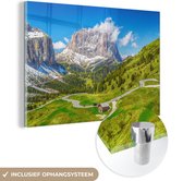 MuchoWow® Glasschilderij 30x20 cm - Schilderij acrylglas - Dolomieten - Bergen - Italië - Foto op glas - Schilderijen
