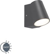 QAZQA uma - Moderne LED Wandlamp voor buiten - 1 lichts - D 120 mm - Antraciet - Buitenverlichting