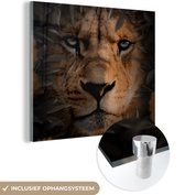 MuchoWow® Glasschilderij 50x50 cm - Schilderij acrylglas - Dieren - Leeuw - Natuur - Foto op glas - Schilderijen