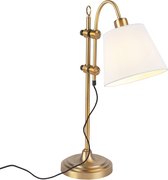 QAZQA Lampe de table classique bronze avec abat-jour blanc - Ashley