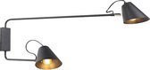 QAZQA Lune wl - Retro Wandlamp voor binnen - 2 lichts - L 900 mm - Zwart - Woonkamer | Slaapkamer
