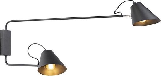 QAZQA wl - Wandlamp voor binnen - lichts - L - Zwart - Woonkamer | Slaapkamer