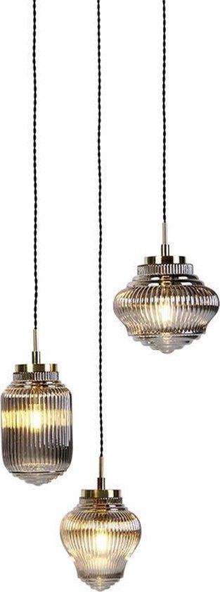 QAZQA Orta - Art Deco Hanglamp - 3 lichts - Ø 430 mm - Goud/messing -  Woonkamer |... | bol.com