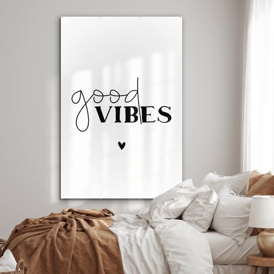 MuchoWow® Peinture sur Verre - Citations - Good Vibes - Proverbes - 100x150 cm - Peintures sur Verre Acrylique - Photo sur Glas