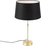 QAZQA parte - Moderne Tafellamp met kap - 1 lichts - H 700 mm - Zwart Goud - Woonkamer | Slaapkamer | Keuken
