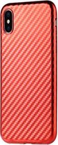 GadgetBay Carbon Fiber TPU iPhone X XS hoesje - Rood