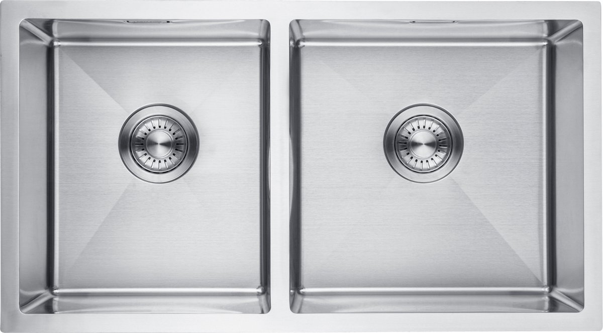 LOMAZOO Windsor RVS Keuken Spoelbak & Wasbak - Dubbele Gootsteen - Duurzaam en Onderhoudsvriendelijk - Inclusief Accessoires - 81 x 45 cm