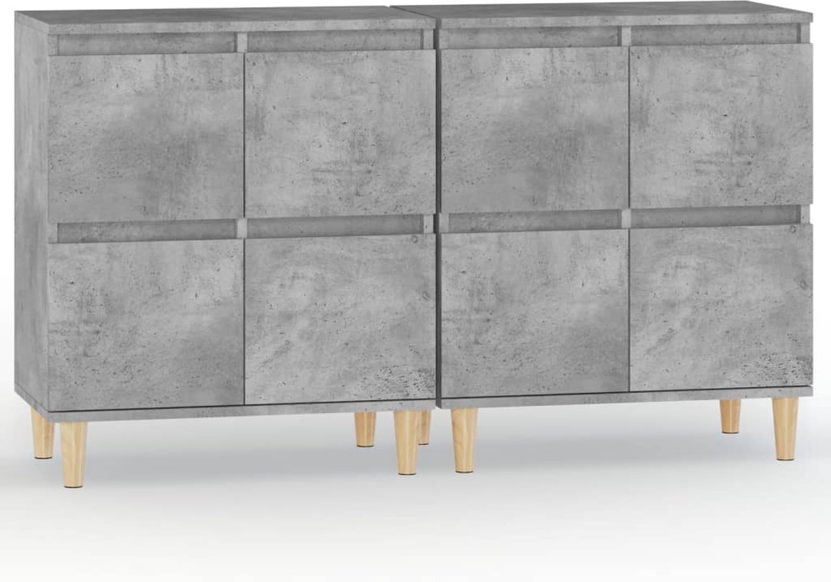 vidaXL - Dressoirs - 2 - st - 60x35x70 - cm - bewerkt - hout - betongrijs