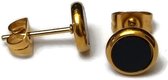 Aramat jewels ® - Oorbellen zweerknopjes zwart goudkleurig chirurgisch staal 6mm