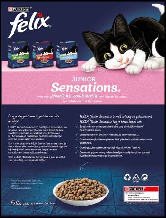 naakt pakket Hoofd Felix Junior Sensations - Kattenvoer - Kip, Melk & Groenten - 5 x 1kg |  bol.com