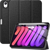 Geschikt Voor iPad Mini 6 Hoes - Mini 2021 Hoes - Solidenz Trifold Bookcase - Mini 6 Cover - Mini 6 Case - Smart Case Cover - 6e Generatie - Shockproof - Met Autowake - Met Standaard - Hoesje Met Pencil Houder - Zwart