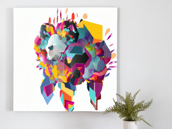 Geometric beasts colorful blast | Geometric Beast's Colorful Blast | Kunst - 40x40 centimeter op Canvas | Foto op Canvas