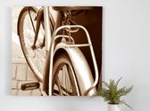 Retro sepia fiets kunst - 100x100 centimeter op Canvas | Foto op Canvas - wanddecoratie