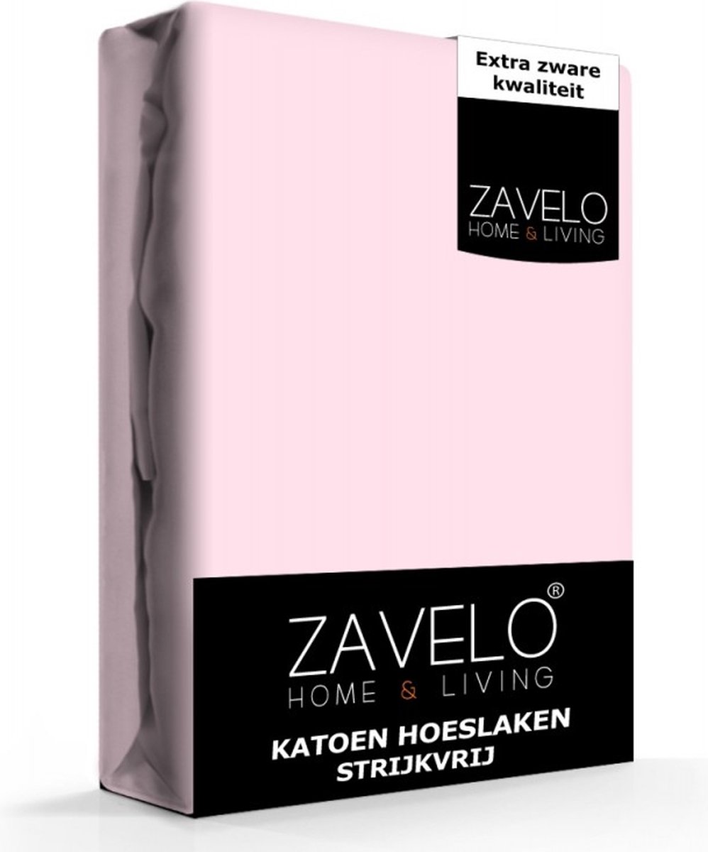 Zavelo Hoeslaken Katoen Strijkvrij Roze-Lits-jumeaux (160x200 cm) - Hoogwaardige Kwaliteit - Rondom Elastisch - Perfecte Pasvorm