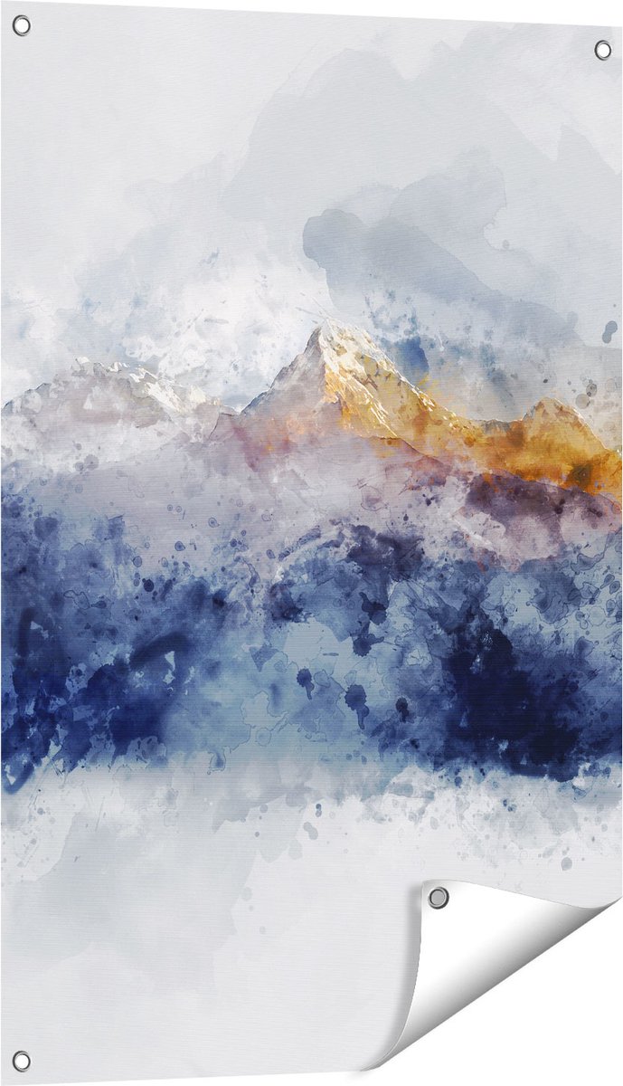 Gards Tuinposter Abstracte Kunst van Bergen - 60x90 cm - Tuindoek - Tuindecoratie - Wanddecoratie buiten - Tuinschilderij Multikleur