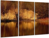 GroepArt - Schilderij -  Landschap - Bruin, Wit - 120x80cm 3Luik - 6000+ Schilderijen 0p Canvas Art Collectie