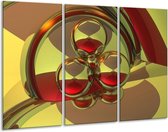 Glasschilderij Abstract - Groen, Rood - 120x80cm 3Luik - Foto Op Glas - Geen Acrylglas Schilderij - GroepArt 6000+ Glas Art Collectie - Maatwerk Mogelijk